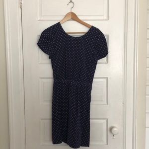 Madewell Silk Dress in Navy Stars and Dots- Size 6